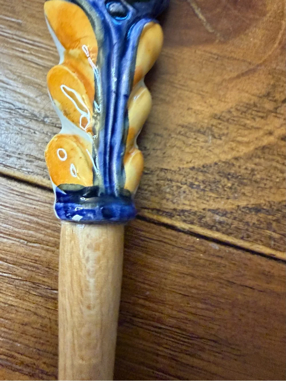 Italian Hand Painted Ceramic Wood Salad Servers Portofino Coastal Houses